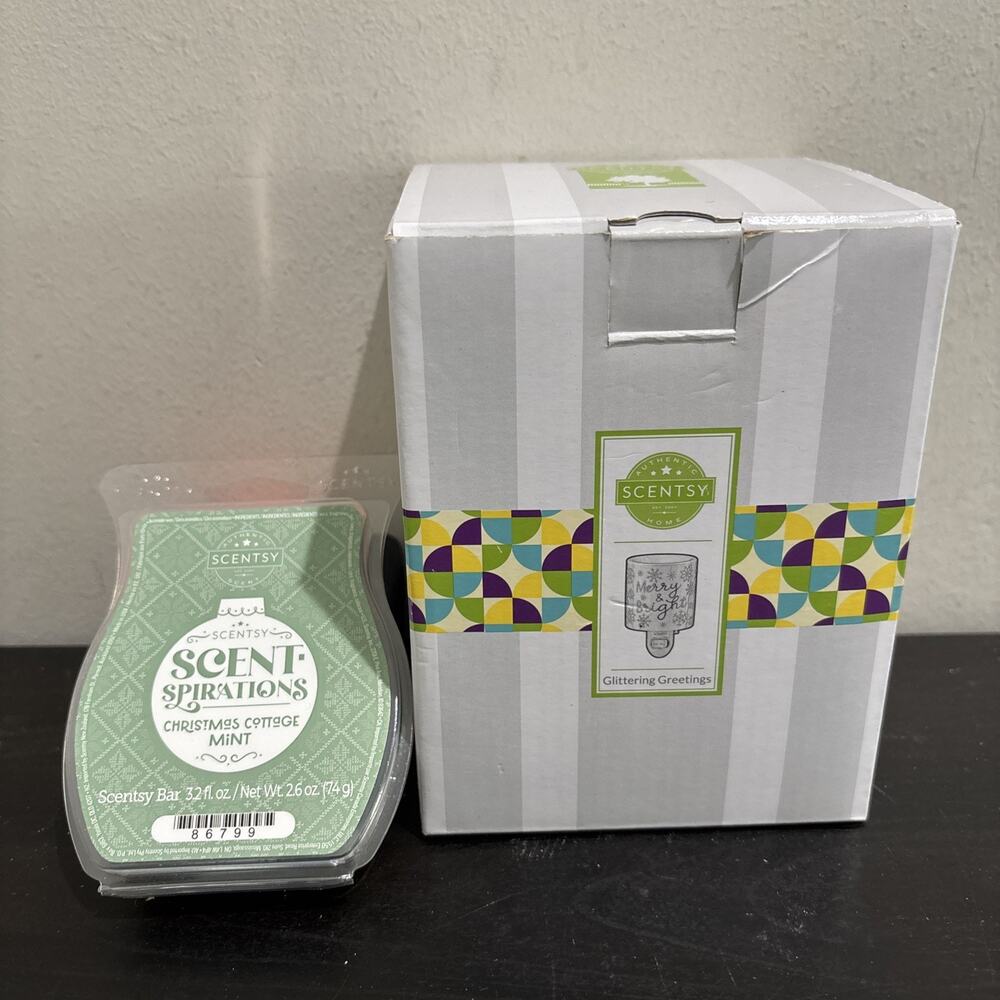 Scentsy Glittering Greetings “Merry & Bright” Plug In Wax Warmer + MINT Scent
